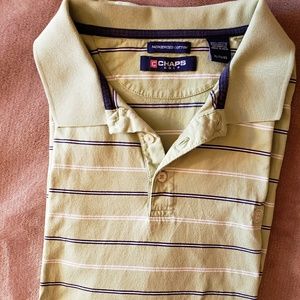 Chaps Striped Green Golf Shirt Men's Size XL
